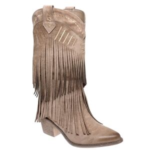 . Pierre Dumas Taupe Fringe Cowgirl Heeled Western/Country Boots